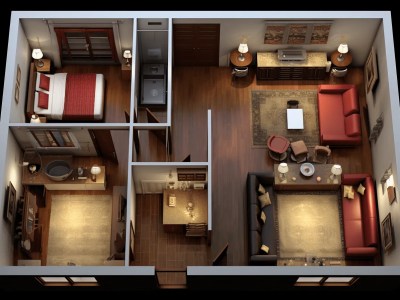 2 Bedroom Homes Floor Plan Images  3D House Software Bedroom