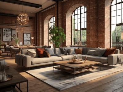 3D Model Image Of Lounge Interior In Modern Loft Loft