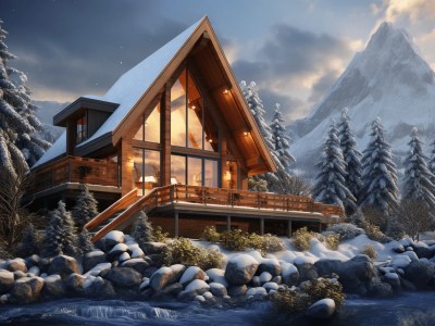 3D Rendering Of A Cabin In The Snow