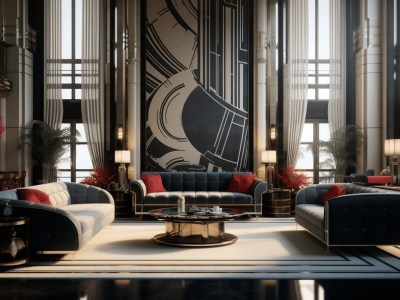 3D Rendering Of A Modern Art Deco Living Room