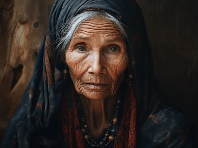 Ancient Woman In The Old Village