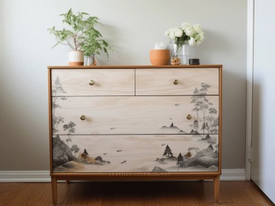 Antique Dresser With Some Asian Scenery On It