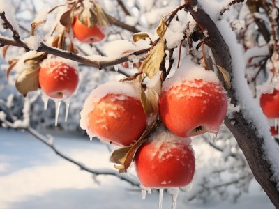 Apples And Ice In The Snow