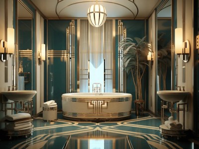 Art Deco Bathroom With Blue And Gold Decor