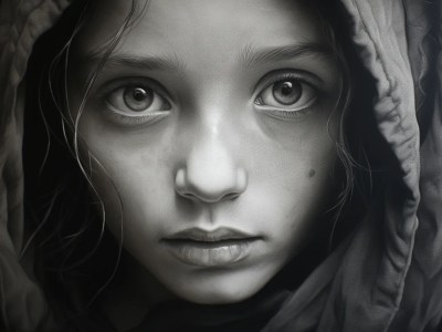 Art Image Of A Girl With A Hood Over Her Face