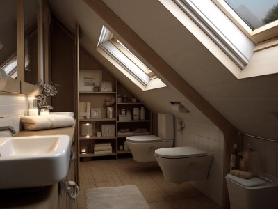 Attic Bathroom With A Sink And Toilet