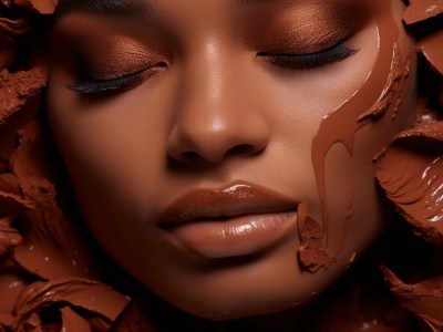 Beautiful Black Woman With Chocolate Makeup, Portrait