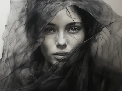 Beautiful Drawing Of A Woman Covered With A Veil