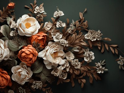 Beautiful Flower Bouquet With A Lot Of Details On The Dark Background