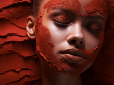 Beautiful Girl With Red Made Art On Her Face