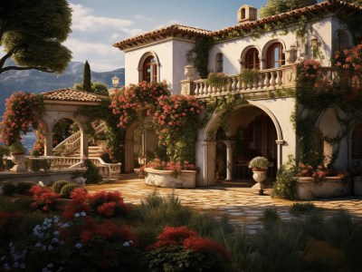 Beautiful Mediterraneanstyle House With Lots Of Flowers