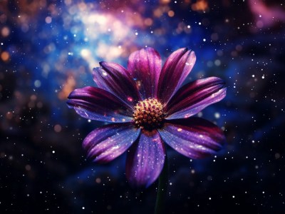 Beautiful Purple Flower Against A Stars And Space Background