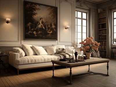 Beautiful White Living Room With A Painting