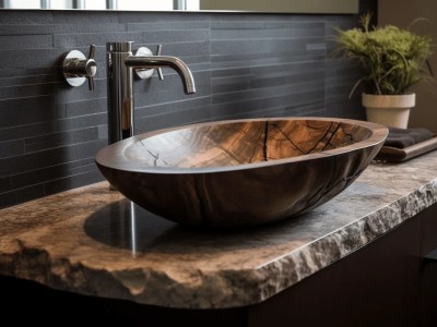 Beautiful Wood Sink In A Modern Bathroom