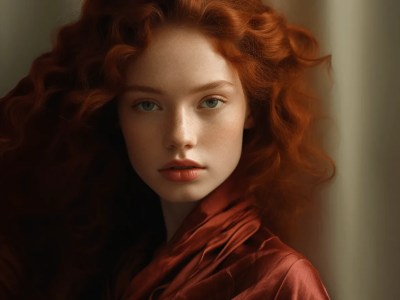 Beautiful Young Woman With Red Curly Hair