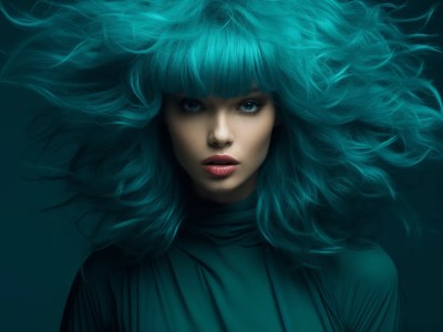 Beauty Young Woman With A Turquoise Hair