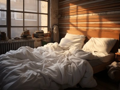 Bed Dressed With White Sheets Showing The Sunlight