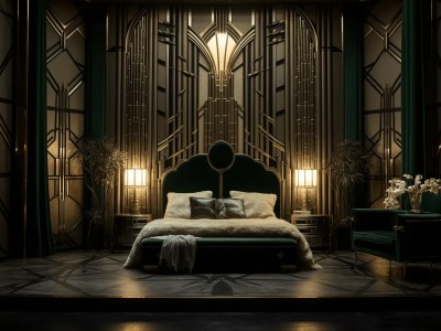 Bed Of An Art Deco Style Bedroom