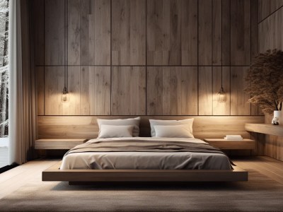 Bed On Wooden Panels In A Room