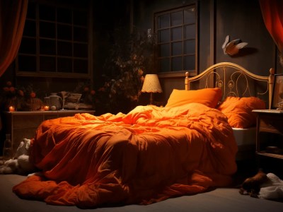 Bed With An Orange Duvet