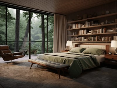 Bedroom Designed In A Modern Forest