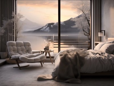 Bedroom With Beautiful Views Of Mountains And Snow And A View Of Snow