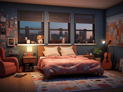 Bedroom With Large Windows Is Sitting On The Floor