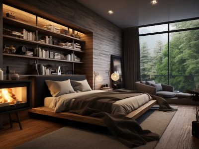 Bedroom With Lots Of Natural Space And A Fireplace