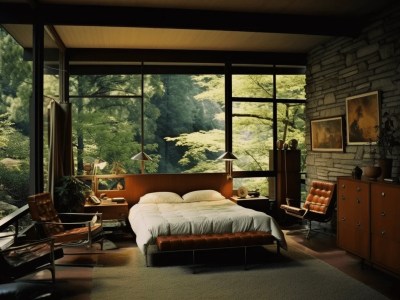 Bedroom With Wide Open Windows And A Bed