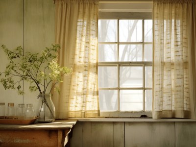 Beige Window Beside A Wood And Glass Top