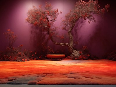 Big Orange Tree In A Room With Purple Walls