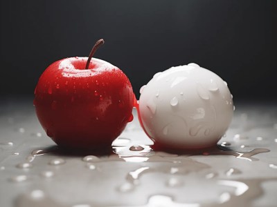 Big Red Apple And A White Egg On A Rough Surface