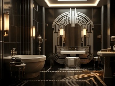 Black And Gold Bathroom With Art Deco Decor