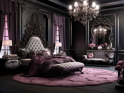 Black And Pink Gothic Room Interior Design 3D