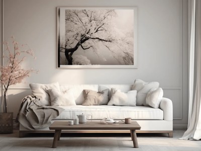 Black And White Photo Is Displayed In A Modern Living Room