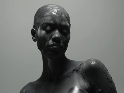 Black And White Woman'S Face Is Being Cast In Wax