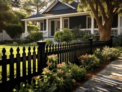 Black Fence Outside Of A Black House