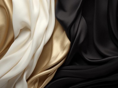 Black,Gold And White Satin Layers Of Fabric