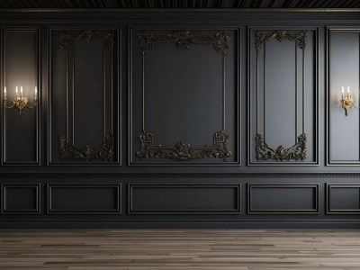 Black Room With Ornate Walls And Wall