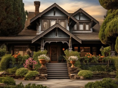 Black Victorian Home With Trees