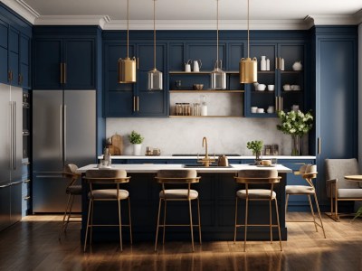 Blue And Gold Kitchen