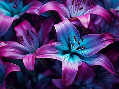 Blue And Purple Flowers, Lily Wallpaper