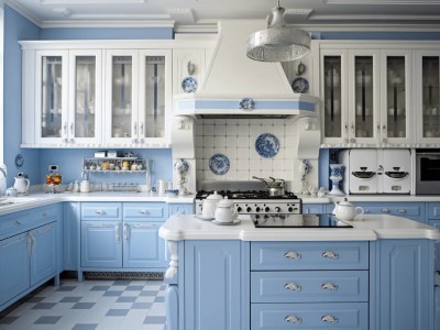 Blue And White Kitchen Interior Design