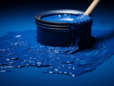 Blue Paint Pouring Out Into