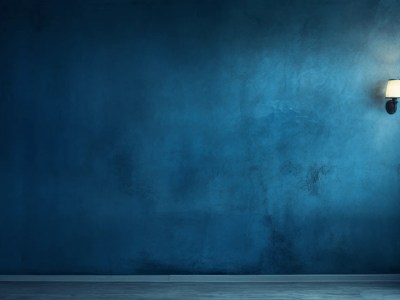 Blue Wall With A Light, Background Stock Photo