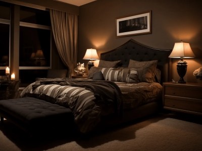 Brown Bedroom With Dark Furniture