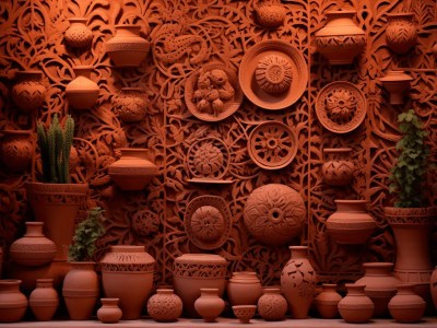 Brown Wall With Pots On It