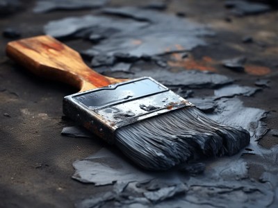 Brush Sitting In Dry, Black Paint