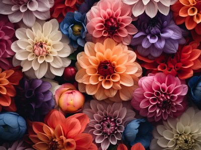 Bunch Of Colorful Flowers Piled Up Over Each Other