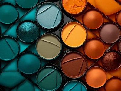 Bunch Of Colorful Paint Cans Arranged On A Different Background